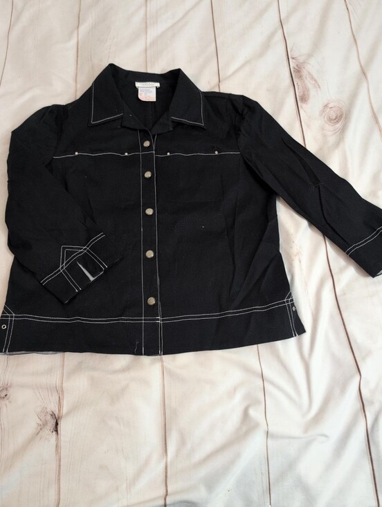 Conrad C Collection Tops - Conrad C Collection Black Western Jacket Size 14 Contrast Stitch Snap Front